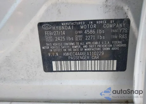 2014 Hyundai Sonata Hybrid из США, поврежденный, VIN KMHEC4A46EA110229